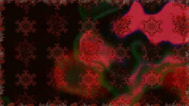 Raster Floral Illustration, Asyalı tekstil. Siyah ve kahverengi renkte etnik çiçeklerle kusursuz bir desen..