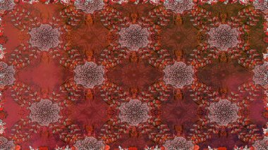 Tropik, dikişsiz çiçek deseni. Raster illüstrasyonu. Kahverengi ve kırmızı renkte çiçekler.