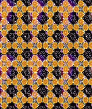 Raster illüstrasyonunda kusursuz çiçek deseni. Suluboya tarzında sarı ve siyah renkte çiçekler.