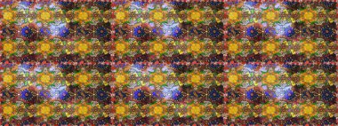 Modern çiçek arkaplanı. Halk tarzı. Moda baskıları için zarif bir şablon. Parlak renkli çiçekleri ve kahverengi ve sarı renkli yaprakları olan şaşırtıcı, pürüzsüz çiçek deseni..