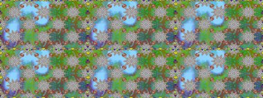 Raster illüstrasyonu. Güzel kumaş deseni. El çizimi. Çiçekler, dallar, otlar ve çiçekler.