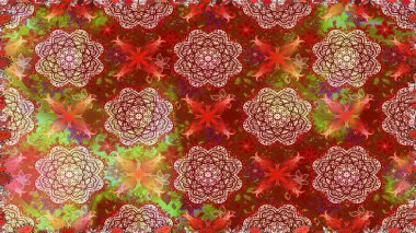 Çiçekli güzel suluboya desen. Raster illüstrasyonu. Kırmızı ve kahverengi renklerde.