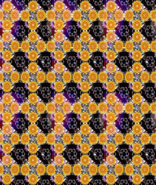 Raster illüstrasyonunda kusursuz çiçek deseni. Suluboya tarzında sarı ve siyah renkte çiçekler.