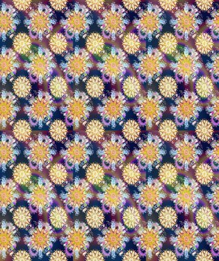 Raster illüstrasyonu. Mavi ve nötr renklerde güzel bir tekstil. Çiçeklerle suluboya desenleri.