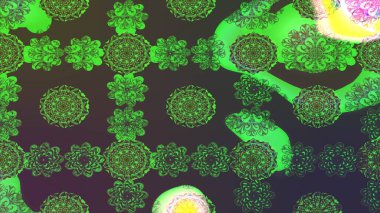 Üzerinde gelincikler ve vadi zambakları olan renkli çiçek desenli nakış deseni. Tekstil tasarımı için geleneksel Raster çiçek buketi yeşil ve kahverengi renkler.