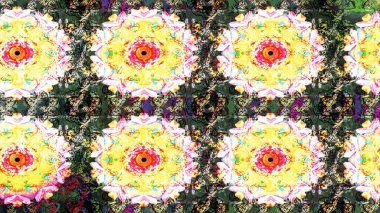 Tarafsız ve sarı renkte çiçekler. Raster düz çiçek çizim deseni. Tasarım hediye paketi, tebrik kartları, posterler ve afiş tasarımı.