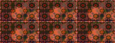 Kahverengi renklerde etnik çiçeklerle kusursuz bir desen. Raster Çiçek İllüstrasyon Şirin Tekstil.