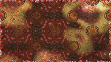 Çiçekli kusursuz retro desen. Kahverengi ve bej renkli çiçekler. Renkli Yaz Temalı Kusursuz Arkaplan. Düz Çiçek Elementleri Tasarımı.