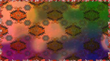 Çiçeksiz desenli arka plan. Kahverengi ve yeşil renkli çiçekler. Renkli Bahar Temalı Kusursuz Arkaplan. Düz Çiçek Elementleri Tasarım Raster illüstrasyonu.