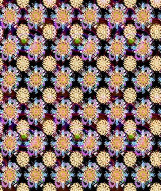 Düz Çiçek Elementleri Tasarım Raster illüstrasyonu. Çiçeksiz desenli arka plan. Renkli Bahar Temalı Kusursuz Arkaplan. Siyah ve bej renkli çiçekler.