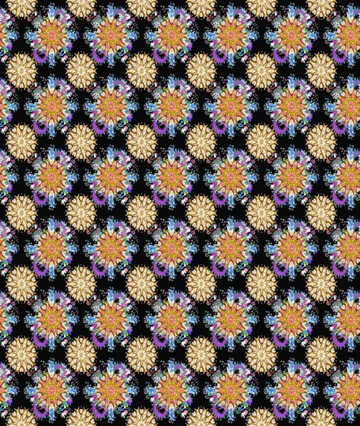 Kusursuz bir arka plan modeli. Suluboya, elle çizilmiş. Raster - stok. Vadinin siyah ve bej renkli çiçekleri.