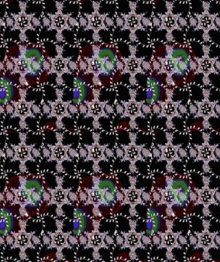 Renkli Yaz Temalı eskiz kalıbı. Raster Illustrasyon 'daki Çiçek Deseni' nin son moda çizimi. Düz Çiçek Elementleri Tasarımı. Siyah renkte çiçekler.