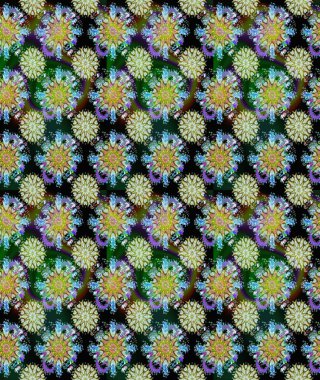 Tarafsız ve yeşil renklerde çiçekler. Renkli Bahar Temalı Kusursuz Arkaplan. Sevimli çiçek raster deseni. Düz Çiçek Elementleri Tasarımı.