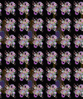 Siyah ve kahverengi renkte siyah ve kahverengi papatya deseni. Siyah ve kahverengi renklerde. Raster illüstrasyonu.