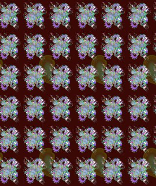 Kahverengi ve yeşil renkli çiçekler. Raster düz çiçekleri pürüzsüz desen. Tasarım hediye paketi, tebrik kartları, posterler ve afiş tasarımı.