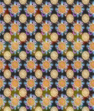 Raster illüstrasyonunda kusursuz çiçek deseni. Gri ve kahverengi renkte çiçekler.