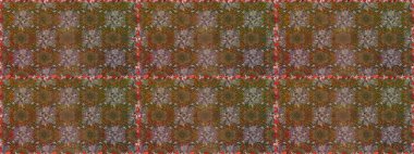 Kahverengi renkte çok kahverengi, zarif küçük çiçekler ve komik böcekler, raster desen, illüstrasyon.