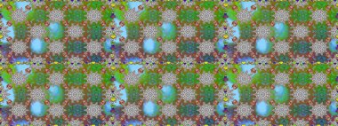 Çiçekli karalama şeklinde Raster çiçek deseni. Yumuşak, bahar çiçekli arka plan. Yeşil renkte çiçekler.