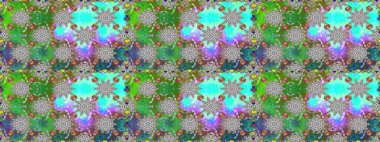 Çiçeksiz desenli nakış işlemeli gelincikler ve vadideki zambaklar. Tekstil tasarımı için yeşil renkli geleneksel halk çiçekleri buketi.