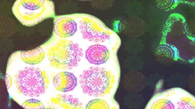 Arkaplan dokusu, duvar kağıdı, yeşil ve gri renkli çiçek teması. Kabile sanatı boho baskısı, klasik çiçek arkaplanı. Soyut etnik raster çizim kalıbı.