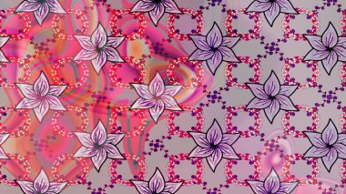 Küçük çiçekteki sevimli çiçek deseni. Raster illüstrasyonu. Soyut çiçek çizim kalıbı arka planı. Tarafsız ve pembe renklerde. Raster deseni.