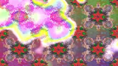 Renkli unsurlarla hareketli arka plan görüntüleri. Çiçekler. Eski model. Bayrak tarzı. Video kaydı. Şablon. Döngü. Kusursuz.. 