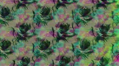 Renkli unsurlarla hareketli arka plan görüntüleri. Çiçekler. Eski model. Bayrak tarzı. Video kaydı. Şablon. Döngü. Kusursuz.. 