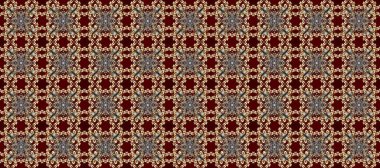 Klasik klasik klasik arka plan. Geleneksel oryantasyon süsü. Kırmızı, bej ve kahverengi renklerde altın elementlerle kusursuz desen. Klasik raster altın pürüzsüz desen.