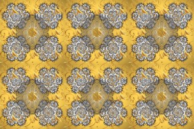 Kusursuz altın desenli bukleler. Raster altın pürüzsüz desen. Sarı, bej ve gri renklerde pürüzsüz desen. Doğu tarzında altın elementler arabesk.
