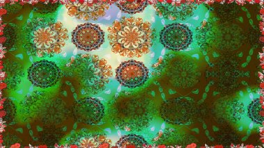 Çiçek deseni. Raster kusursuz. Güzel kumaş deseni. Düz Çiçek Elementleri Tasarımı. Renkli Bahar Teması Kusursuz Arkaplan.