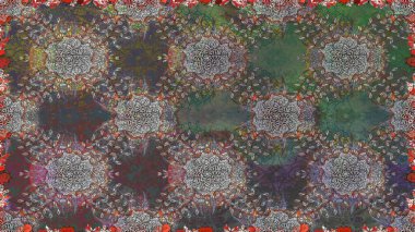 Raster - stok. Gri ve kahverengi çiçekli kusursuz desen, suluboya çiçek deseni, sevimli çiçek, duvar kağıdı, kart veya kumaş için fayanslı.