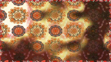 Çiçekli karalama şeklinde Raster çiçek deseni. Nazik, narin çiçek arkaplanı. Kahverengi ve bej renkli çiçekler.