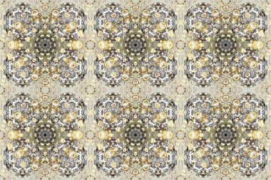 Duvar kâğıdı barok, İspanyol kumaşı. Gri, bej ve nötr renklerde grafiksel modern kusursuz desen. Kusursuz raster arka plan. Kusursuz çiçek deseni.