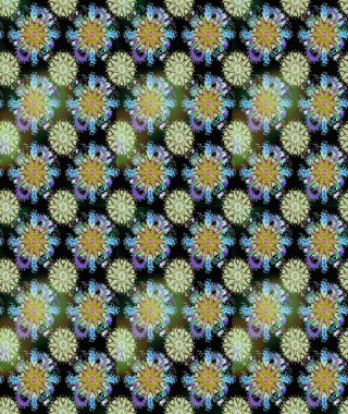 Raster illüstrasyonu. Güzel kumaş deseni. El çizimi. Çiçekler, dallar, otlar ve çiçekler.