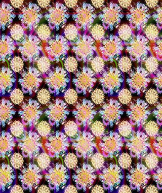 Düz Çiçek Elementleri Tasarımı. Raster illüstrasyonunda kusursuz çiçek deseni. Renkli Yaz Temalı Kusursuz Arkaplan. Tarafsız ve bej renkli çiçekler.