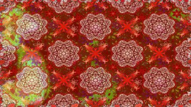 Sevimli çiçek raster deseni. Kırmızı ve kahverengi renkte çiçekler. Renkli Bahar Temalı Kusursuz Arkaplan. Düz Çiçek Elementleri Tasarımı.