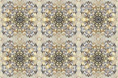 Duvar kâğıdı barok, İspanyol kumaşı. Gri, bej ve nötr renklerde grafiksel modern kusursuz desen. Kusursuz raster arka plan. Kusursuz çiçek deseni.