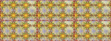 Düz Çiçek Elementleri Tasarımı. Renkli Bahar Temalı Kusursuz Arkaplan. Güzel kumaş deseni. Karalama çiçeği. Raster illüstrasyonu. Zentangle soyut çiçekleri.