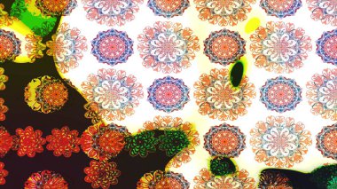 Düz Çiçek Elementleri Tasarımı. Renkli Bahar Teması eskiz kalıbı. Parlak arkaplan eskiz desenli çiçekli fantezi tasarımı.