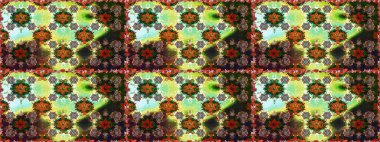 Asya tekstil tarzında. Kahverengi renkli çiçekler. Kusursuz çiçek deseni. Raster illüstrasyonu. Raster illüstrasyonu.