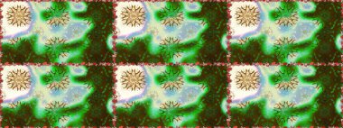 Raster illüstrasyonu. Yumuşak, yeşil renkli bahar çiçekleri. Raster çiçek desenli ve çiçekli..