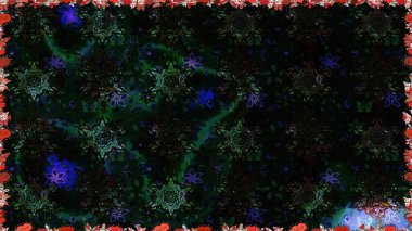 Miles Fleur, süslü püslü bir süs. Tomurcukları papatya çiçekleri olan sevimli bir çiçek deseni. Kusursuz bir geçmişi var. Eski usul. Raster illüstrasyonu. Kumaş, tekstil ve duvar kağıdı baskısı için..