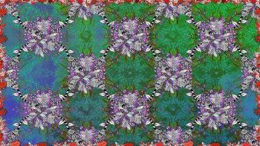 Çiçek deseni. Raster kusursuz. Güzel kumaş deseni. Renkli Bahar Temalı Kusursuz Arkaplan. Düz Çiçek Elementleri Tasarımı.