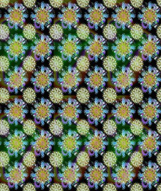 Sevimli çiçek raster deseni. Düz Çiçek Elementleri Tasarımı. Renkli Yaz Temalı Kusursuz Arkaplan. Modaya uygun kumaş deseni.