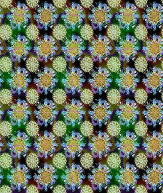 Kusursuz. Çiçekli yaz çiçekleri. Moda baskıları için zarif bir şablon. Motley illüstrasyonu. Küçük çiçekte güzel bir desen. Küçük renkli çiçekler..