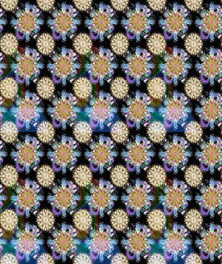 Asya tekstil tarzında. Kusursuz çiçek deseni. Raster illüstrasyonu. Raster illüstrasyonu. Siyah ve nötr renkte çiçekler.