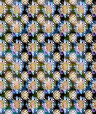 Raster düz çiçekleri pürüzsüz desen. Tarafsız ve mavi renkte çiçekler. Tasarım hediye paketi, tebrik kartları, posterler ve afiş tasarımı.