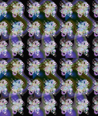 Siyah ve nötr renklerde. 3 boyutlu çiçekler, pürüzsüz. Raster illüstrasyonu.