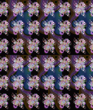 Çocuksu tasarım. El çizimi çiçekli, pürüzsüz bir desen. Siyah ve mavi arka planda. Tekstil, kumaş, ambalaj, hatıra defteri için güzel çiçek arkaplanı..