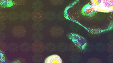 Raster illüstrasyonu. Çizim çiçek deseni duvar kâğıdı olarak kullanılabilir. Yeşil ve kahverengi renkte çiçekler.